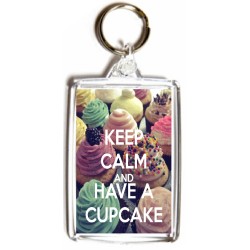 Keep Calm and Have a Cupcake - Double Sided - Large Keyring