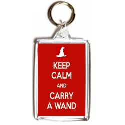 Keep Calm and Carry a Wand - Double Sided - Large Keyring