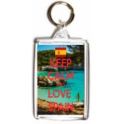 Keep Calm and Love Spain - Double Sided - Large Keyring