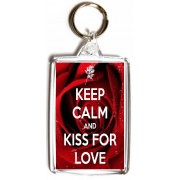Keep Calm and Kiss for Love - Double Sided - Large Keyring
