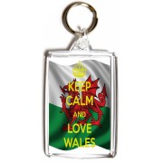 Keep Calm and Love Wales - Double Sided - Large Keyring