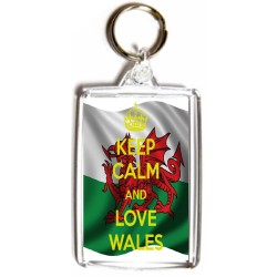 Keep Calm and Love Wales - Double Sided - Large Keyring