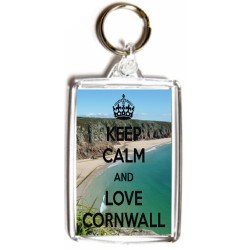 Keep Calm and Love Cornwall - Double Sided - Large Keyring
