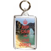 Keep Calm and Love Dorset - Double Sided - Large Keyring