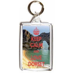 Keep Calm and Love Dorset - Double Sided - Large Keyring
