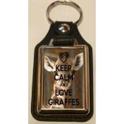 Keep Calm and Love Giraffes - Oblong Medallion Keyring