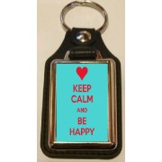 Keep Calm and Be Happy - Oblong Medallion Keyring