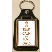 Keep Calm and Love Owls - Oblong Medallion Keyring
