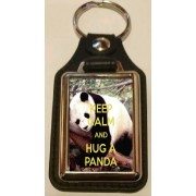 Keep Calm and Hug a Panda - Oblong Medallion Keyring