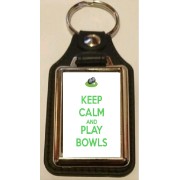 Keep Calm and Play Bowls - Oblong Medallion Keyring