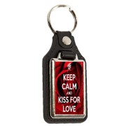 Keep Calm and Kiss for Love - Oblong Medallion Keyring