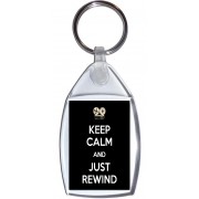 Keep Calm and Just Rewind - Square Keyring