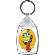 You Don't Have to be Crazy to Live Here But it Helps! - Square Keyring
