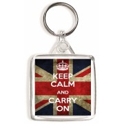 Keep Calm and Carry On - Square Keyring