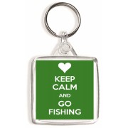 Keep Calm and Go Fishing - Square Keyring