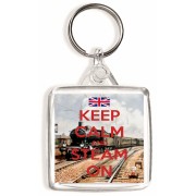 Keep Calm and Steam On - Square Keyring