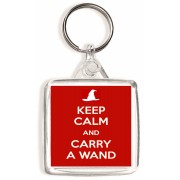 Keep Calm and Carry a Wand - Square Keyring