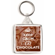 Keep Calm and Eat Chocolate - Square Keyring
