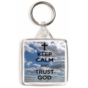 Keep Calm and Trust God - Square Keyring