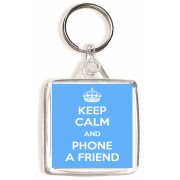 Keep Calm and Phone a Friend - Square Keyring