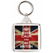Keep Calm and Be British - Square Keyring