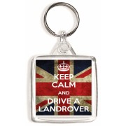 Keep Calm and Drive a Landrover - Square Keyring