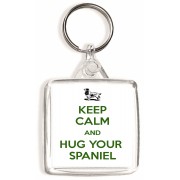 Keep Calm and Hug Your Spaniel - Square Keyring