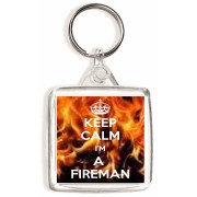 Keep Calm I'm a Fireman - Square Keyring