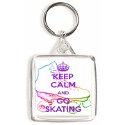 Keep Calm and Go Skating - Square Keyring