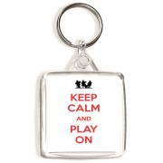 Keep Calm and Play On - Square Keyring