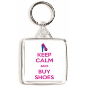 Keep Calm and Buy Shoes - Square Keyring