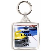 Keep Calm and Curl On - Square Keyring
