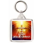 Keep Calm and Love Jesus Christ - Square Keyring