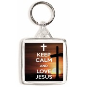 Keep Calm and Love Jesus - Square Keyring