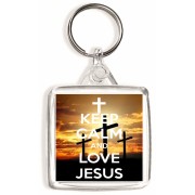 Keep Calm and Love Jesus - Square Keyring