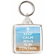Keep Calm Jesus is in Control - Square Keyring