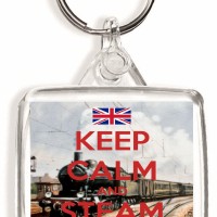 Keep Calm and Steam On - Square Keyring